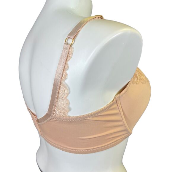 Delta Burke Womens Bra Lace Underwire Lightly Lined Full Coverage Beige 42D - Picture 4 of 9